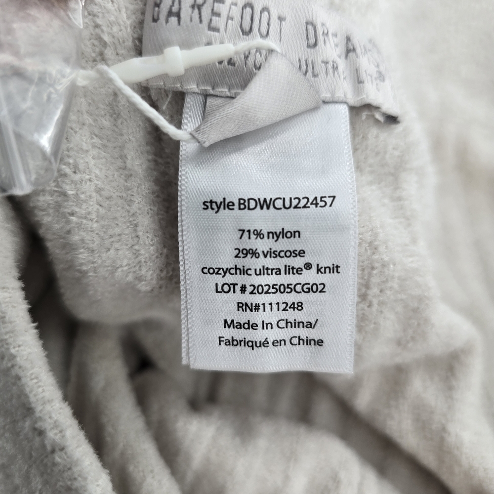 Barefoot Dreams CozyChic Ultra Lite Rib Rolled Edge pull on Pants Almond SZ L - Picture 5 of 7